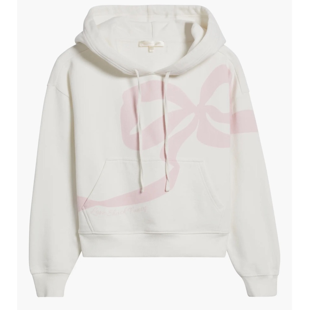 NWT LoveShackFancy Brunella Hoodie Sweatshirt Size Medium Rose White